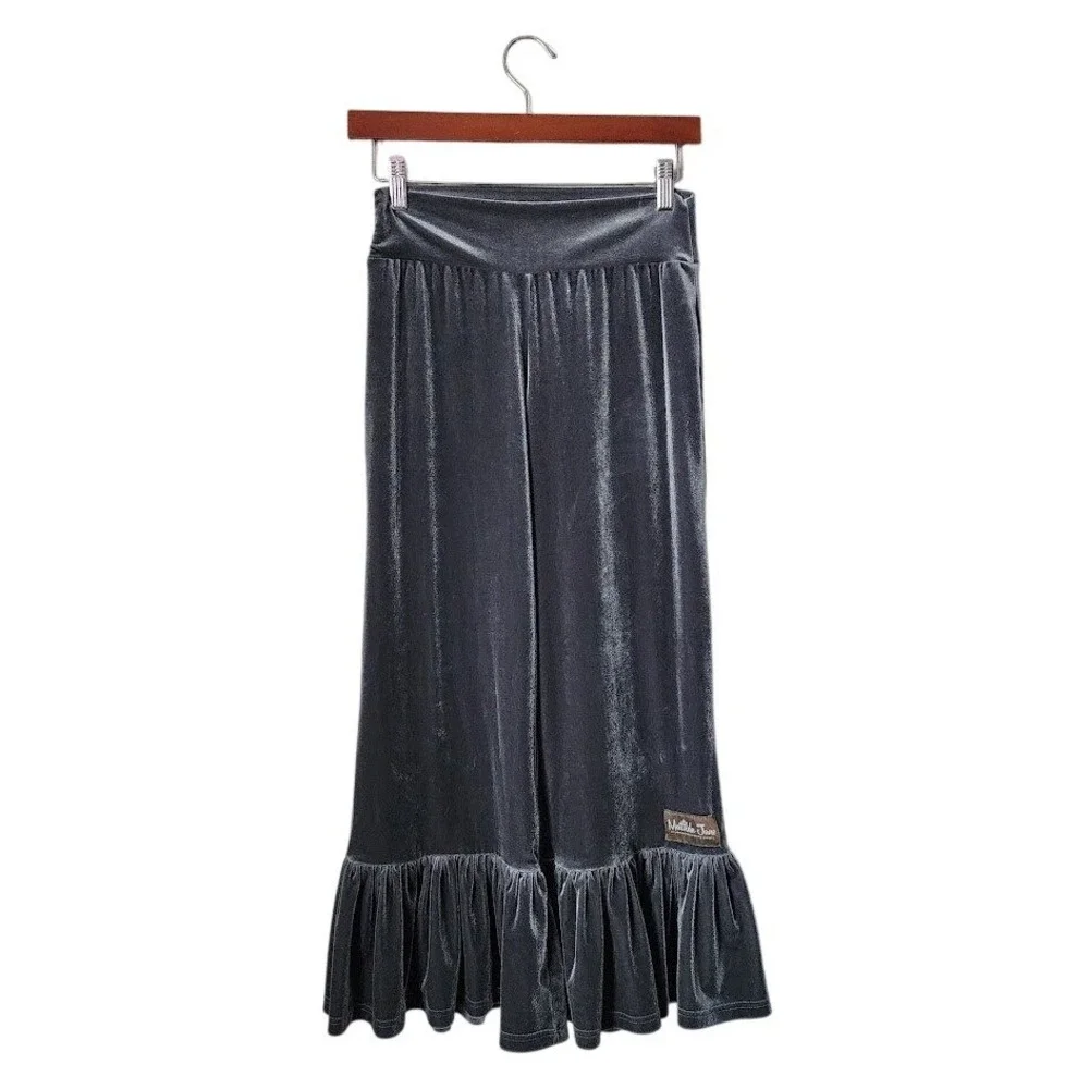 MATILDA JANE Velvet Ruffle Cropped Pants Whimsigoth Boho‎ Flare Size XS